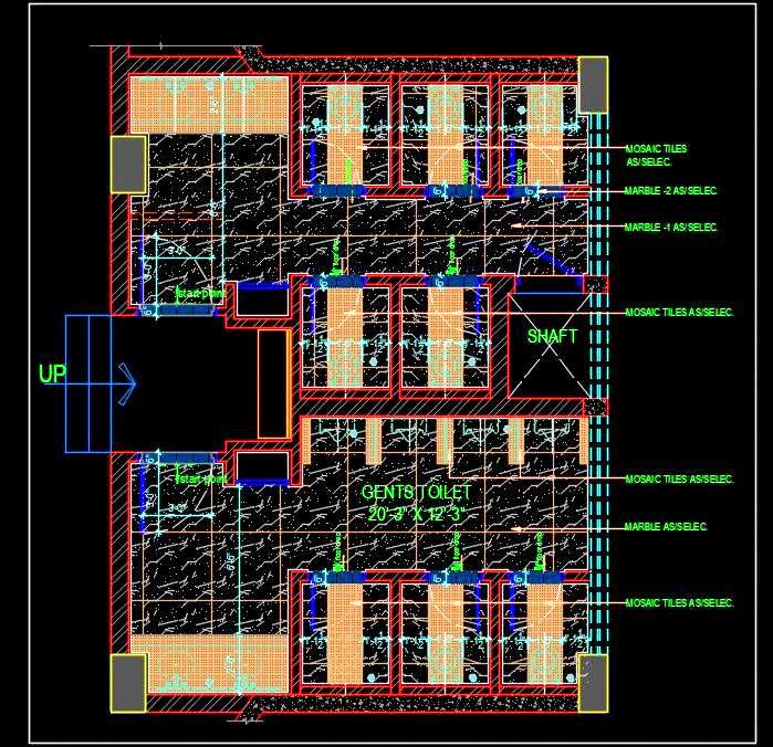 Public Toilet Layout for Architects - Free AutoCAD DWG